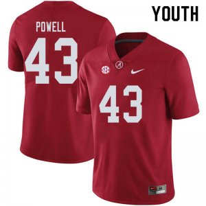 NCAA Youth Alabama Crimson Tide #43 Daniel Powell Stitched College 2019 Nike Authentic Crimson Football Jersey OY17P16WS